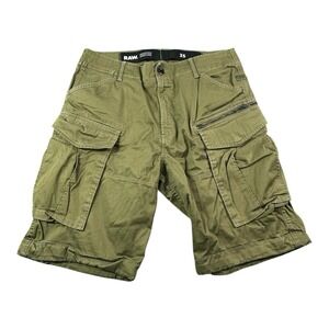 G-Star Raw Green Rovic Zip Relaxed Cargo Mens Shorts Size 35